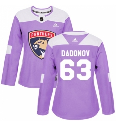 Women's Adidas Florida Panthers #63 Evgenii Dadonov Authentic Purple Fights Cancer Practice NHL Jersey