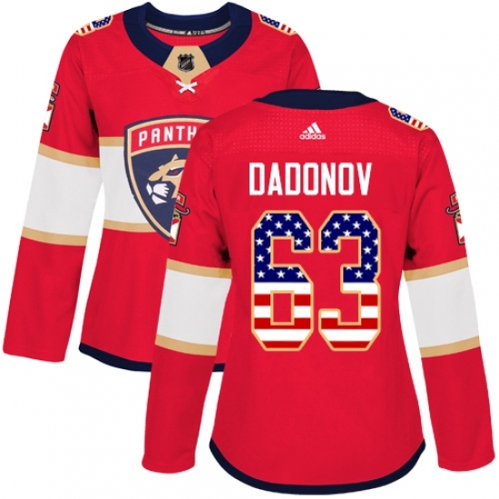Women's Adidas Florida Panthers #63 Evgenii Dadonov Authentic Red USA Flag Fashion NHL Jersey Women's Adidas Florida Panthers #63 Evgenii Dadonov Authentic Red USA Flag Fashion NHL Jersey