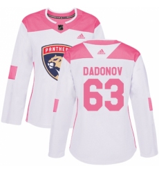 Women's Adidas Florida Panthers #63 Evgenii Dadonov Authentic White/Pink Fashion NHL Jersey
