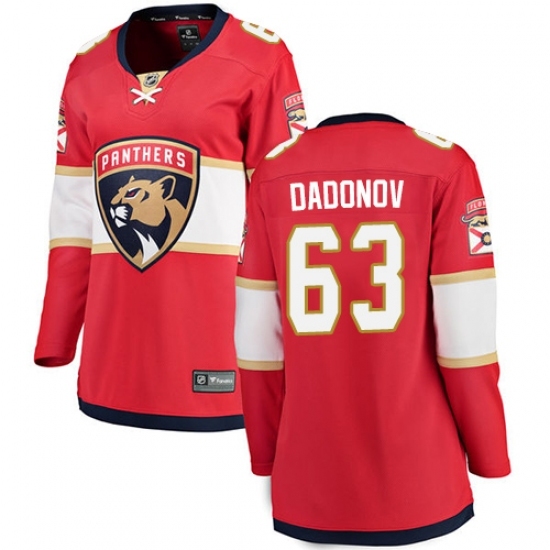 Women's Florida Panthers #63 Evgenii Dadonov Fanatics Branded Red Home Breakaway NHL Jersey Women's Florida Panthers #63 Evgenii Dadonov Fanatics Branded Red Home Breakaway NHL Jersey