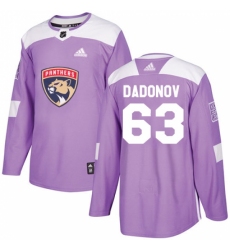 Youth Adidas Florida Panthers #63 Evgenii Dadonov Authentic Purple Fights Cancer Practice NHL Jersey