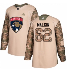 Men's Adidas Florida Panthers #62 Denis Malgin Authentic Camo Veterans Day Practice NHL Jersey