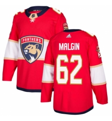 Men's Adidas Florida Panthers #62 Denis Malgin Premier Red Home NHL Jersey