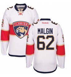 Men's Reebok Florida Panthers #62 Denis Malgin Authentic White Away NHL Jersey