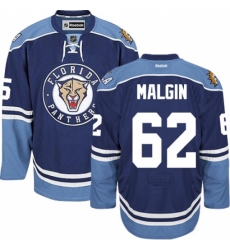 Men's Reebok Florida Panthers #62 Denis Malgin Premier Navy Blue Third NHL Jersey