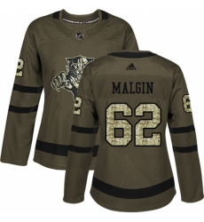 Women's Adidas Florida Panthers #62 Denis Malgin Authentic Green Salute to Service NHL Jersey