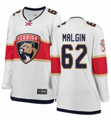 Women's Florida Panthers #62 Denis Malgin Authentic White Away Fanatics Branded Breakaway NHL Jersey