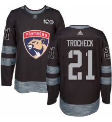 Men's Adidas Florida Panthers #21 Vincent Trocheck Authentic Black 1917-2017 100th Anniversary NHL Jersey