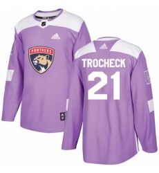 Men's Adidas Florida Panthers #21 Vincent Trocheck Authentic Purple Fights Cancer Practice NHL Jersey