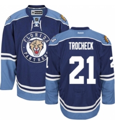 Men's Reebok Florida Panthers #21 Vincent Trocheck Authentic Navy Blue Third NHL Jersey