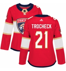 Women's Adidas Florida Panthers #21 Vincent Trocheck Authentic Red Home NHL Jersey