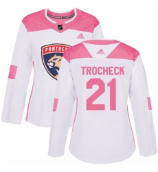 Women's Adidas Florida Panthers #21 Vincent Trocheck Authentic White/Pink Fashion NHL Jersey