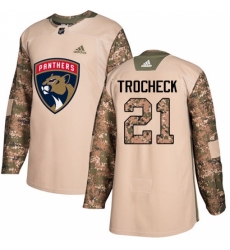 Youth Adidas Florida Panthers #21 Vincent Trocheck Authentic Camo Veterans Day Practice NHL Jersey