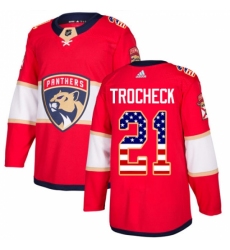 Youth Adidas Florida Panthers #21 Vincent Trocheck Authentic Red USA Flag Fashion NHL Jersey