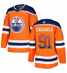 Men's Adidas Edmonton Oilers #91 Drake Caggiula Authentic Orange Drift Fashion NHL Jersey