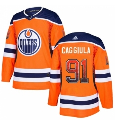Men's Adidas Edmonton Oilers #91 Drake Caggiula Authentic Orange Drift Fashion NHL Jersey