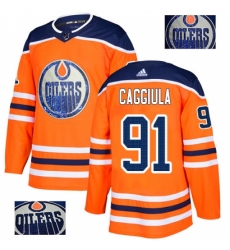 Men's Adidas Edmonton Oilers #91 Drake Caggiula Authentic Orange Fashion Gold NHL Jersey