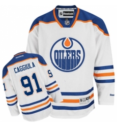 Men's Reebok Edmonton Oilers #91 Drake Caggiula Authentic White Away NHL Jersey