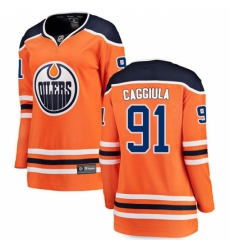 Women's Edmonton Oilers #91 Drake Caggiula Fanatics Branded Orange Home Breakaway NHL Jersey