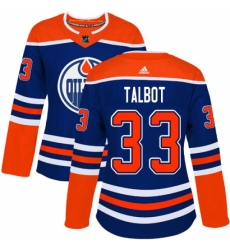Women's Adidas Edmonton Oilers #33 Cam Talbot Authentic Royal Blue Alternate NHL Jersey