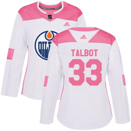 Women's Adidas Edmonton Oilers #33 Cam Talbot Authentic White/Pink Fashion NHL Jersey Women's Adidas Edmonton Oilers #33 Cam Talbot Authentic White/Pink Fashion NHL Jersey