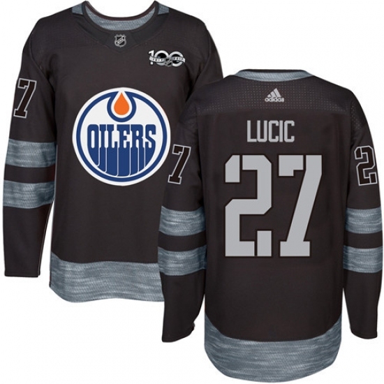 Men's Adidas Edmonton Oilers #27 Milan Lucic Authentic Black 1917-2017 100th Anniversary NHL Jersey Men's Adidas Edmonton Oilers #27 Milan Lucic Authentic Black 1917-2017 100th Anniversary NHL Jersey