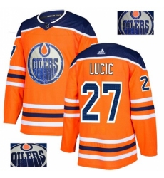 Men's Adidas Edmonton Oilers #27 Milan Lucic Authentic Orange Fashion Gold NHL Jersey