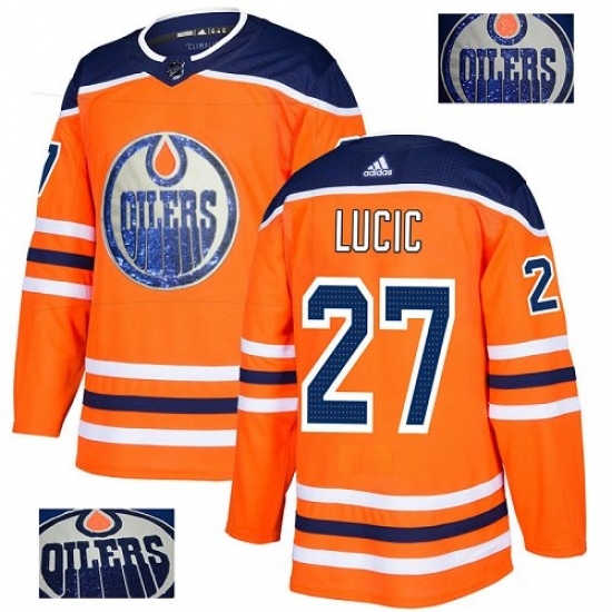 Men's Adidas Edmonton Oilers #27 Milan Lucic Authentic Orange Fashion Gold NHL Jersey Men's Adidas Edmonton Oilers #27 Milan Lucic Authentic Orange Fashion Gold NHL Jersey