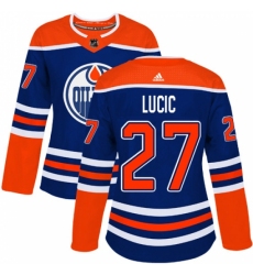 Women's Adidas Edmonton Oilers #27 Milan Lucic Authentic Royal Blue Alternate NHL Jersey