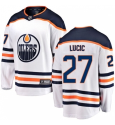 Youth Edmonton Oilers #27 Milan Lucic Fanatics Branded White Away Breakaway NHL Jersey