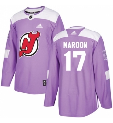 Men's Adidas New Jersey Devils #17 Patrick Maroon Authentic Purple Fights Cancer Practice NHL Jersey