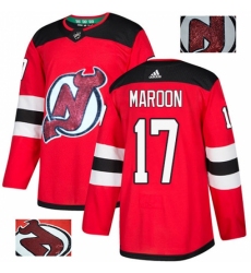 Men's Adidas New Jersey Devils #17 Patrick Maroon Authentic Red Fashion Gold NHL Jersey