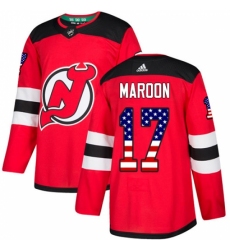 Men's Adidas New Jersey Devils #17 Patrick Maroon Authentic Red USA Flag Fashion NHL Jersey