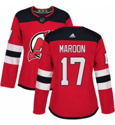 Women's Adidas New Jersey Devils #17 Patrick Maroon Authentic Red Home NHL Jersey