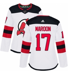 Women's Adidas New Jersey Devils #17 Patrick Maroon Authentic White Away NHL Jersey