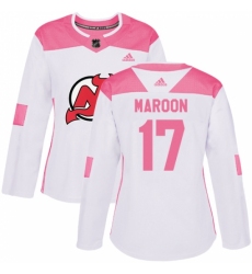 Women's Adidas New Jersey Devils #17 Patrick Maroon Authentic White Pink Fashion NHL Jersey Women's Adidas New Jersey Devils #17 Patrick Maroon Authentic White Pink Fashion NHL Jersey