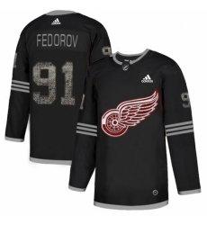 Men's Adidas Detroit Red Wings #91 Sergei Fedorov Black Authentic Classic Stitched NHL Jersey