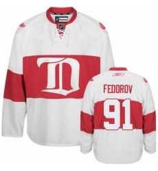 Men's Reebok Detroit Red Wings #91 Sergei Fedorov Authentic White Third NHL Jersey