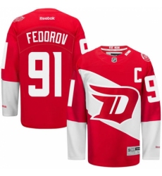 Men's Reebok Detroit Red Wings #91 Sergei Fedorov Premier Red 2016 Stadium Series NHL Jersey