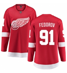 Women's Detroit Red Wings #91 Sergei Fedorov Fanatics Branded Red Home Breakaway NHL Jersey
