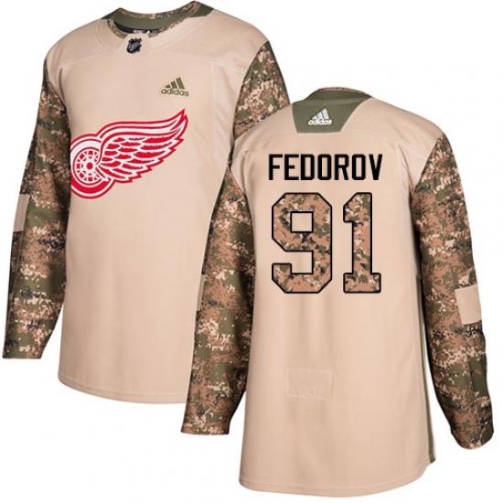Youth Adidas Detroit Red Wings #91 Sergei Fedorov Authentic Camo Veterans Day Practice NHL Jersey Youth Adidas Detroit Red Wings #91 Sergei Fedorov Authentic Camo Veterans Day Practice NHL Jersey