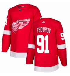 Youth Adidas Detroit Red Wings #91 Sergei Fedorov Premier Red Home NHL Jersey