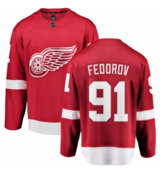 Youth Detroit Red Wings #91 Sergei Fedorov Fanatics Branded Red Home Breakaway NHL Jersey