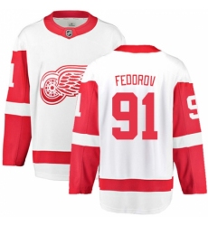 Youth Detroit Red Wings #91 Sergei Fedorov Fanatics Branded White Away Breakaway NHL Jersey