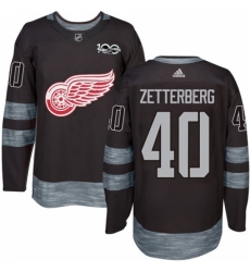 Men's Adidas Detroit Red Wings #40 Henrik Zetterberg Authentic Black 1917-2017 100th Anniversary NHL Jersey