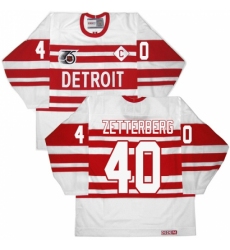 Men's CCM Detroit Red Wings #40 Henrik Zetterberg Authentic White 75TH Throwback NHL Jersey