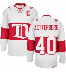 Men's CCM Detroit Red Wings #40 Henrik Zetterberg Authentic White Winter Classic Throwback NHL Jersey