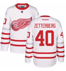 Men's Reebok Detroit Red Wings #40 Henrik Zetterberg Authentic White 2017 Centennial Classic NHL Jersey