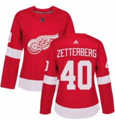 Women's Adidas Detroit Red Wings #40 Henrik Zetterberg Premier Red Home NHL Jersey