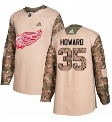 Men's Adidas Detroit Red Wings #35 Jimmy Howard Authentic Camo Veterans Day Practice NHL Jersey